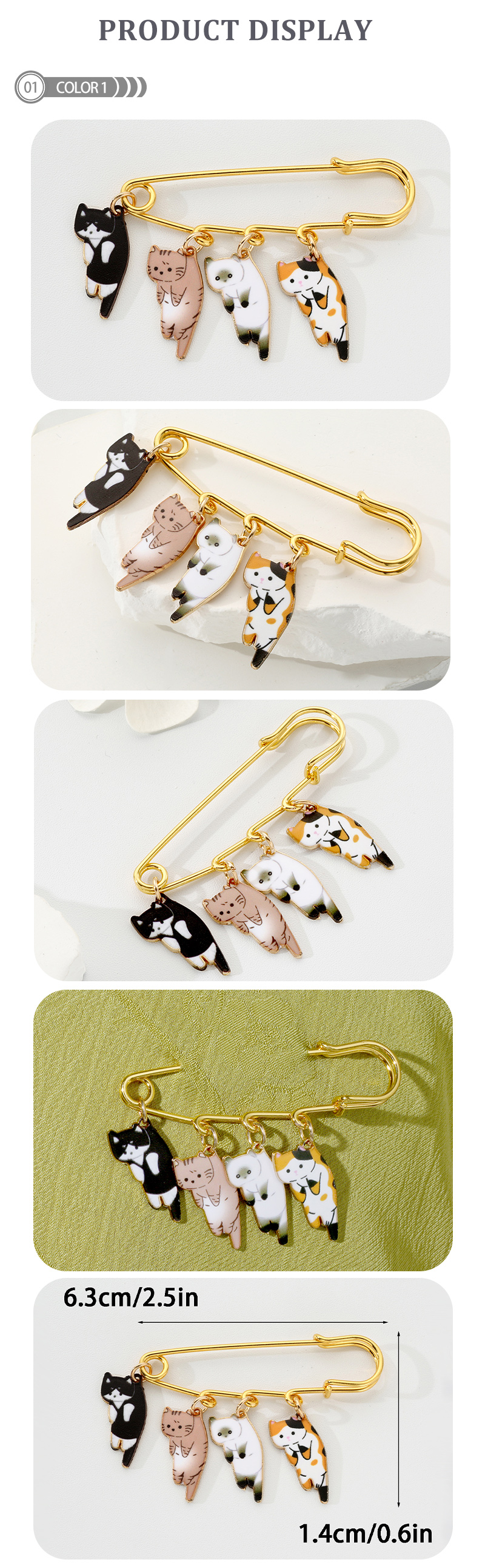 Simple Style Cat Alloy Enamel Women's Brooches display picture 1