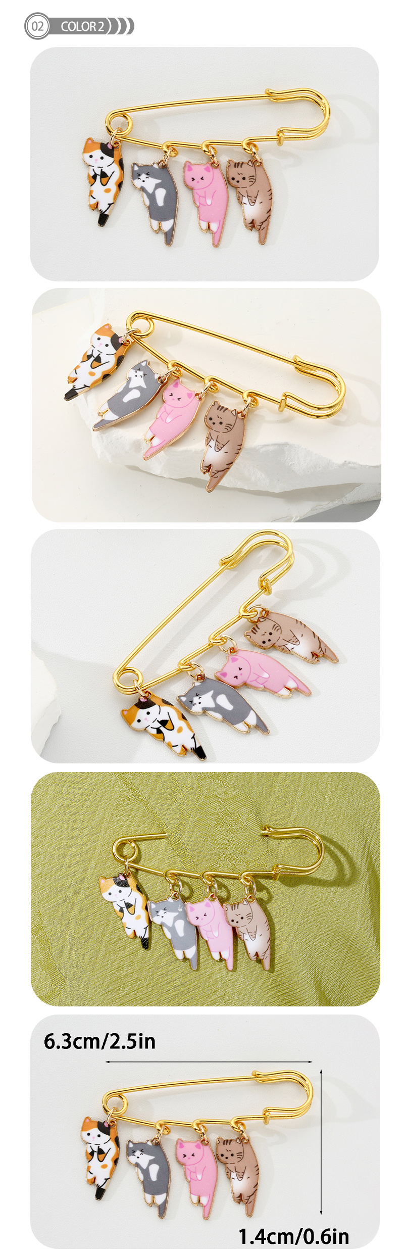 Simple Style Cat Alloy Enamel Women's Brooches display picture 2
