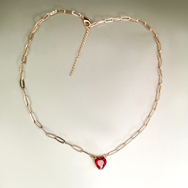 Wholesale Jewelry IG Style Shiny Heart Shape Iron Copper Zircon Inlay Necklace display picture 1