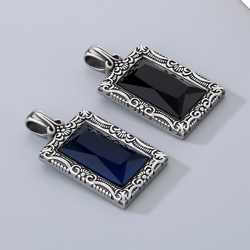 1 Piece 304 Stainless Steel Glass Square Pendant Chain display picture 2