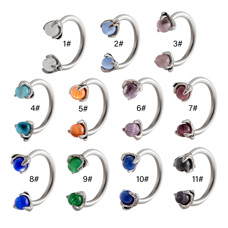 1 Piece Ear Cartilage Rings & Studs Simple Style Classic Style C Shape 316 Stainless Steel  Inlay Rhinestones display picture 15