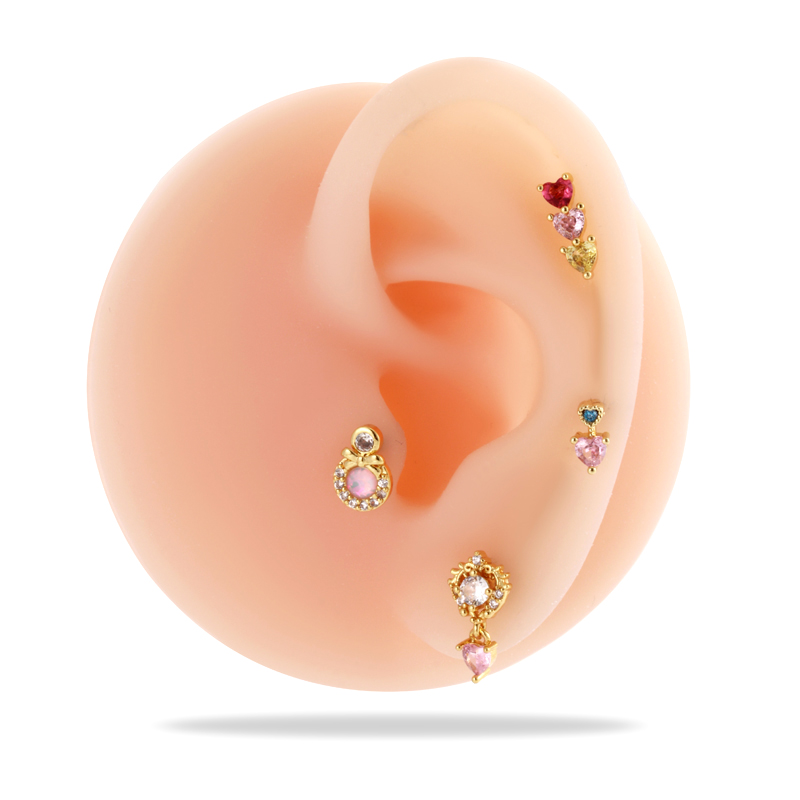 1 Piece Ear Cartilage Rings & Studs Simple Style Classic Style Heart Shape Butterfly Copper Inlay Zircon Ear Cartilage Rings & Studs display picture 27