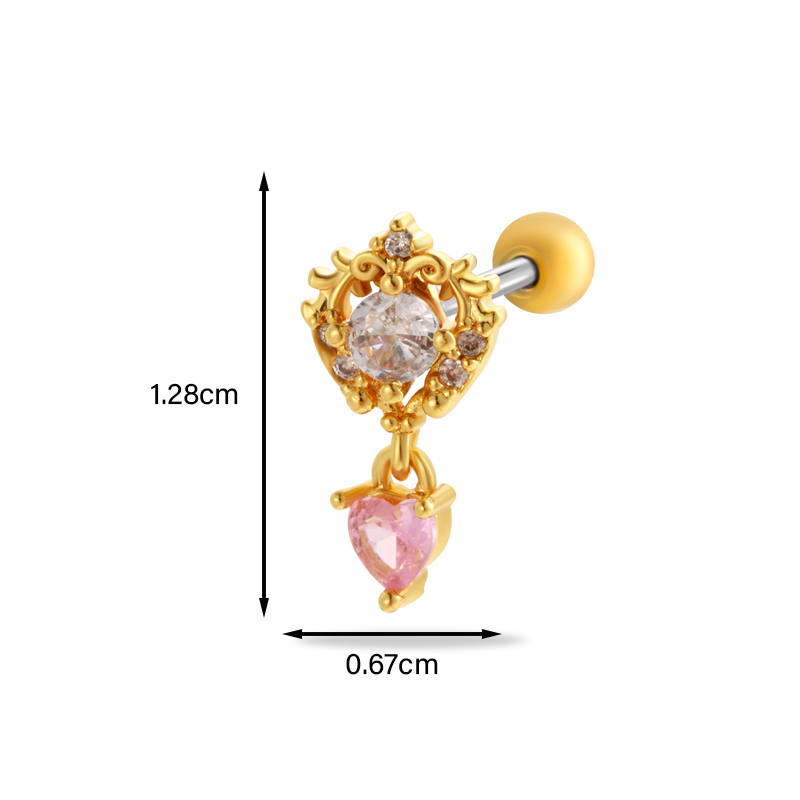 1 Piece Ear Cartilage Rings & Studs Simple Style Classic Style Heart Shape Butterfly Copper Inlay Zircon Ear Cartilage Rings & Studs display picture 13