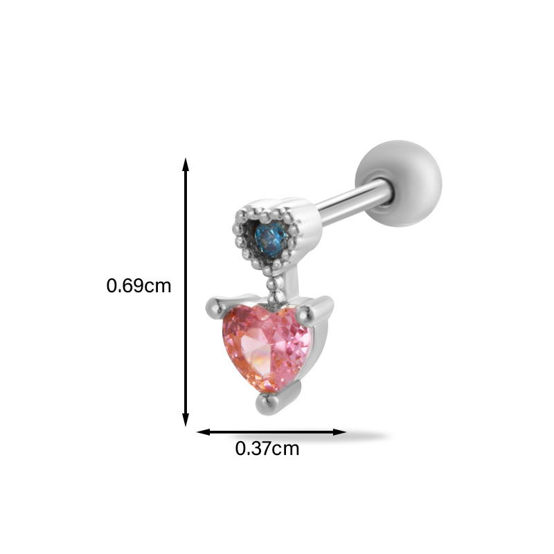 1 Piece Ear Cartilage Rings & Studs Simple Style Classic Style Heart Shape Butterfly Copper Inlay Zircon Ear Cartilage Rings & Studs display picture 3