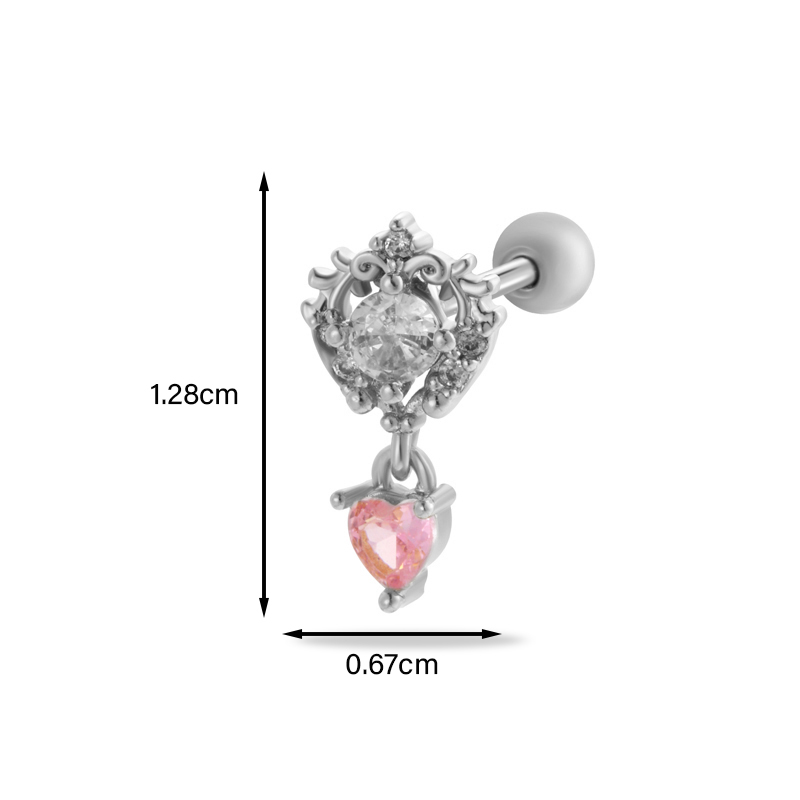 1 Piece Ear Cartilage Rings & Studs Simple Style Classic Style Heart Shape Butterfly Copper Inlay Zircon Ear Cartilage Rings & Studs display picture 12
