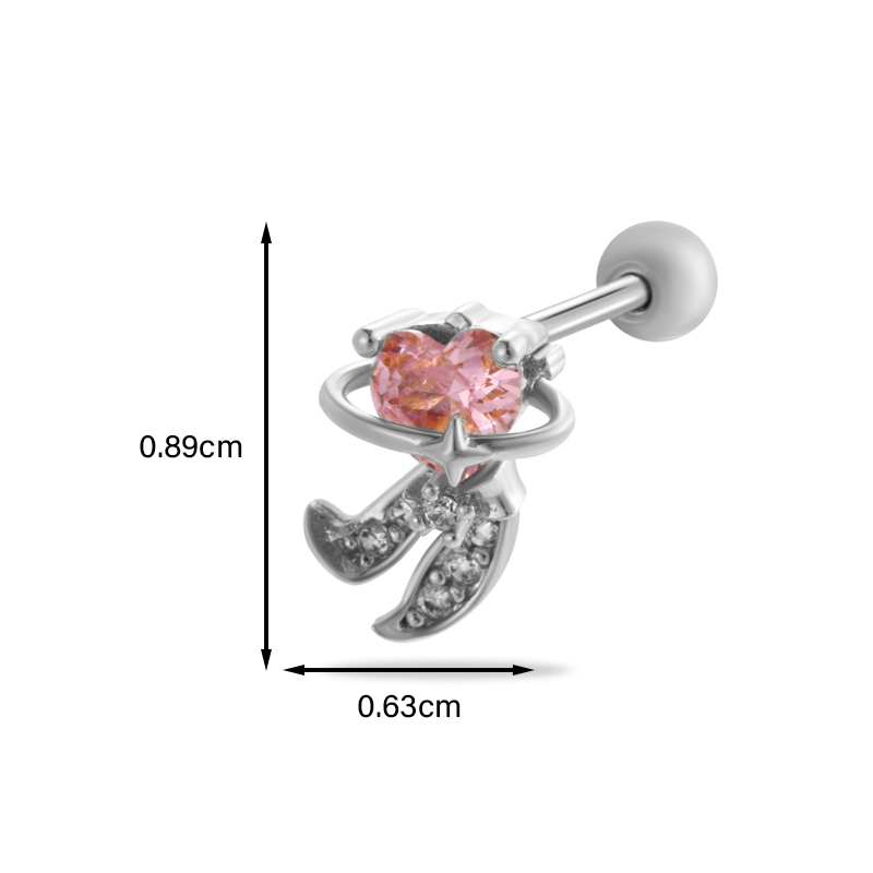 1 Piece Ear Cartilage Rings & Studs Simple Style Classic Style Heart Shape Butterfly Copper Inlay Zircon Ear Cartilage Rings & Studs display picture 15