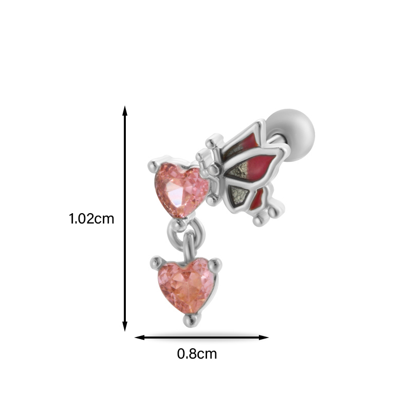 1 Piece Ear Cartilage Rings & Studs Simple Style Classic Style Heart Shape Butterfly Copper Inlay Zircon Ear Cartilage Rings & Studs display picture 20