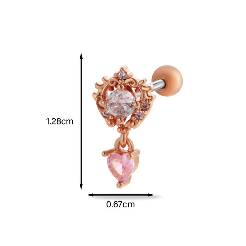 1 Piece Ear Cartilage Rings & Studs Simple Style Classic Style Heart Shape Butterfly Copper Inlay Zircon Ear Cartilage Rings & Studs display picture 11