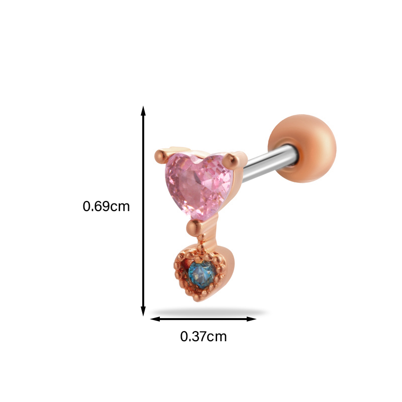 1 Piece Ear Cartilage Rings & Studs Simple Style Classic Style Heart Shape Butterfly Copper Inlay Zircon Ear Cartilage Rings & Studs display picture 2