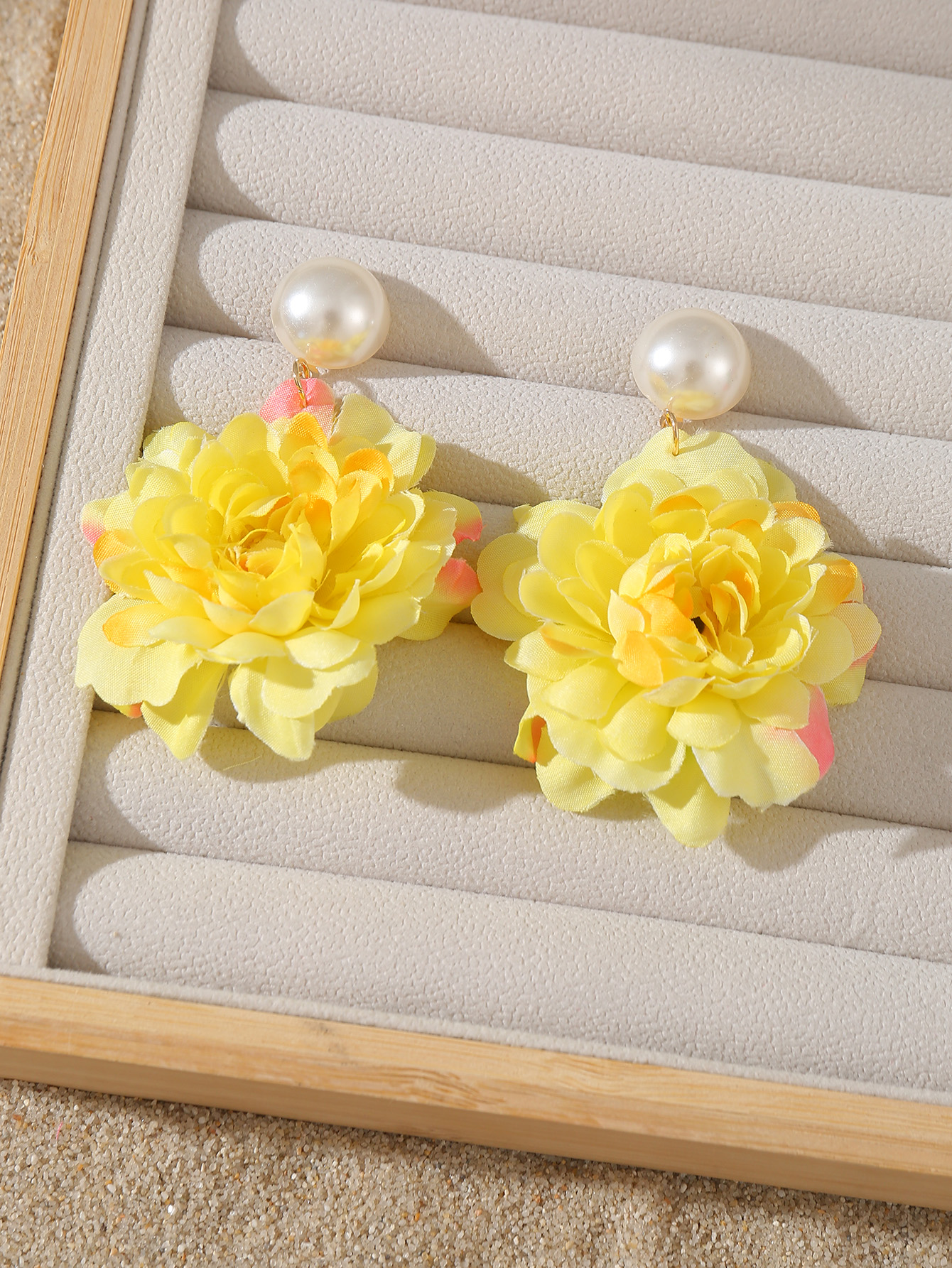 1 Pair Cute Sweet Flower Cloth Drop Earrings display picture 2