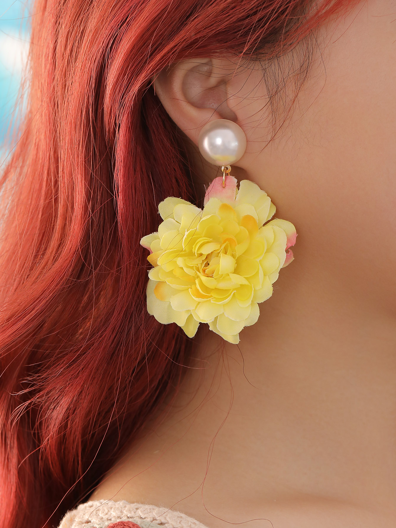 1 Pair Cute Sweet Flower Cloth Drop Earrings display picture 1