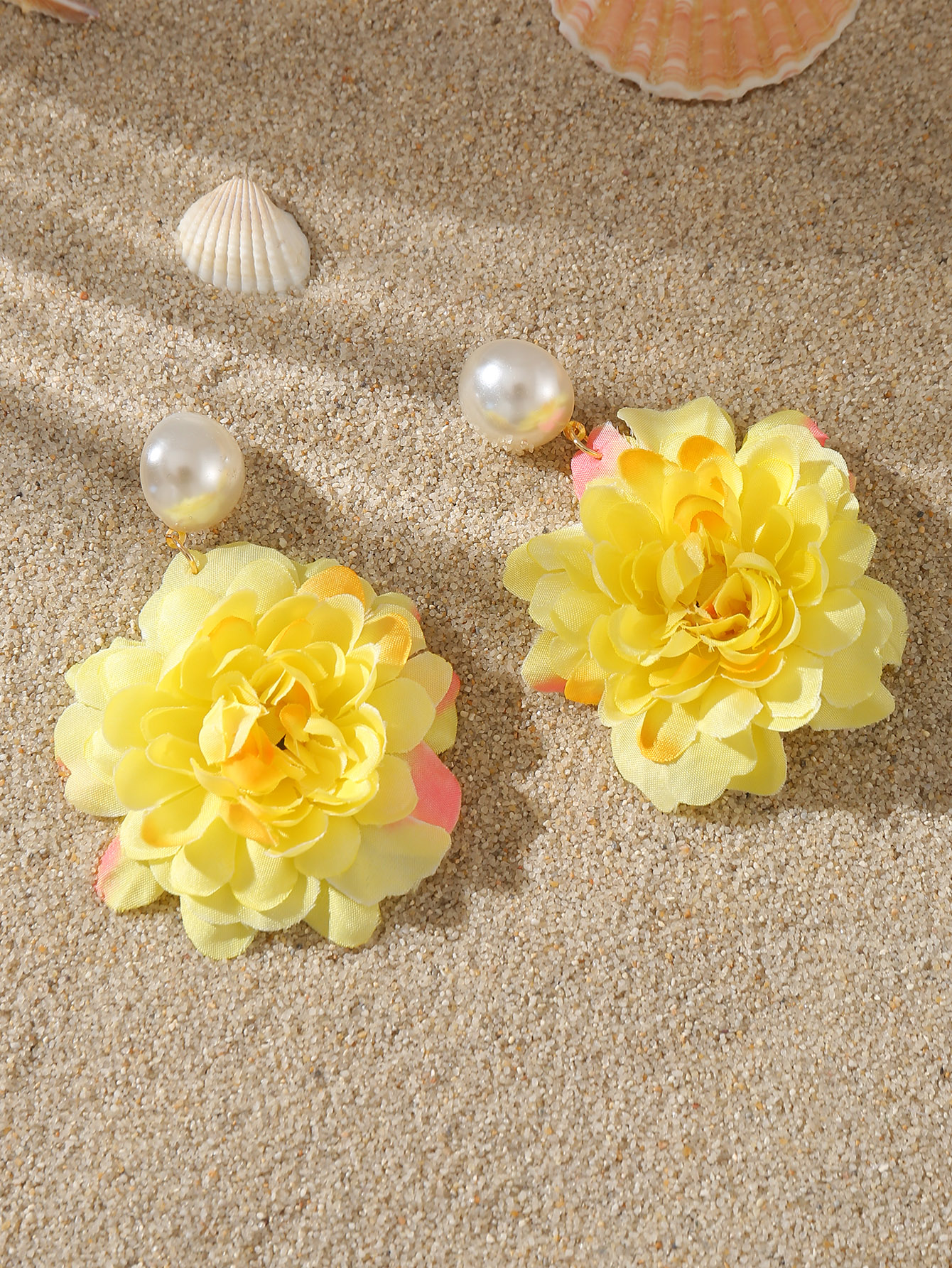 1 Pair Cute Sweet Flower Cloth Drop Earrings display picture 3