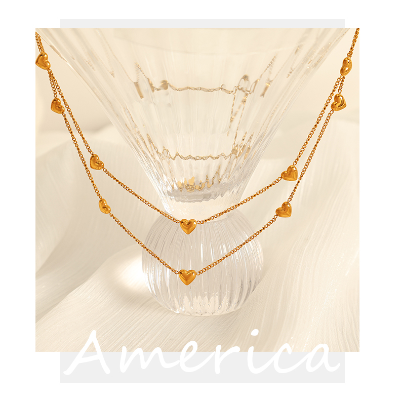 Acero Titanio Chapados en oro de 18k Elegante Estilo Simple Estilo Clásico Enchapado Forma De Corazón Pulsera Collar display picture 2