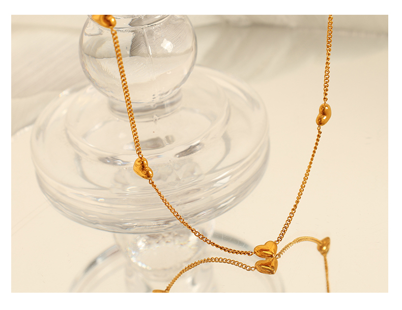 Acero Titanio Chapados en oro de 18k Elegante Estilo Simple Estilo Clásico Enchapado Forma De Corazón Pulsera Collar display picture 1