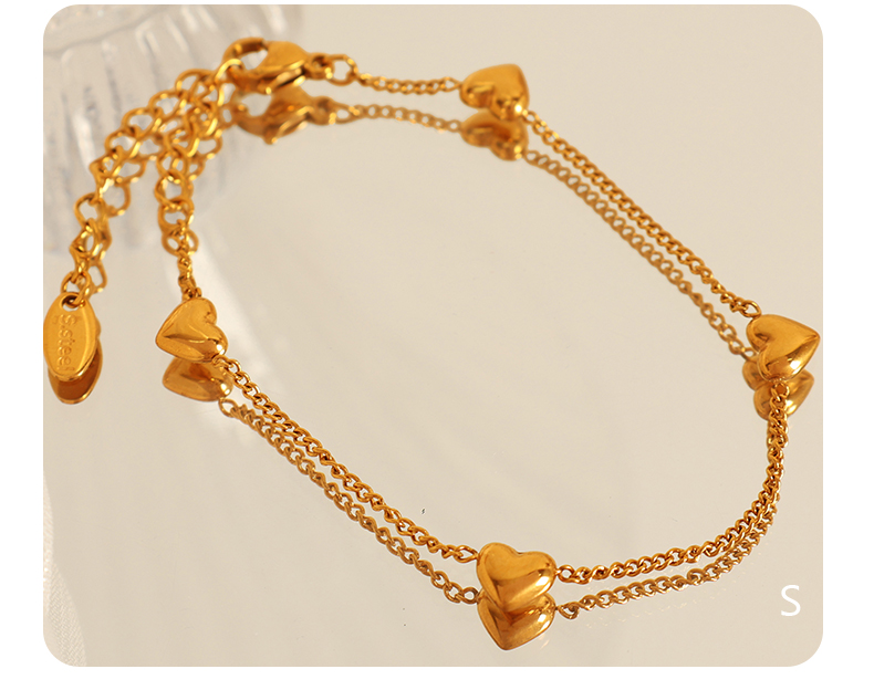 Acero Titanio Chapados en oro de 18k Elegante Estilo Simple Estilo Clásico Enchapado Forma De Corazón Pulsera Collar display picture 3