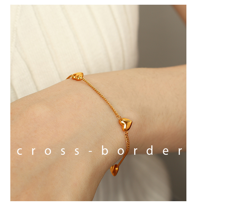 Titan Stahl 18 Karat Vergoldet Elegant Einfacher Stil Klassischer Stil Überzug Herzform Armbänder Halskette display picture 4