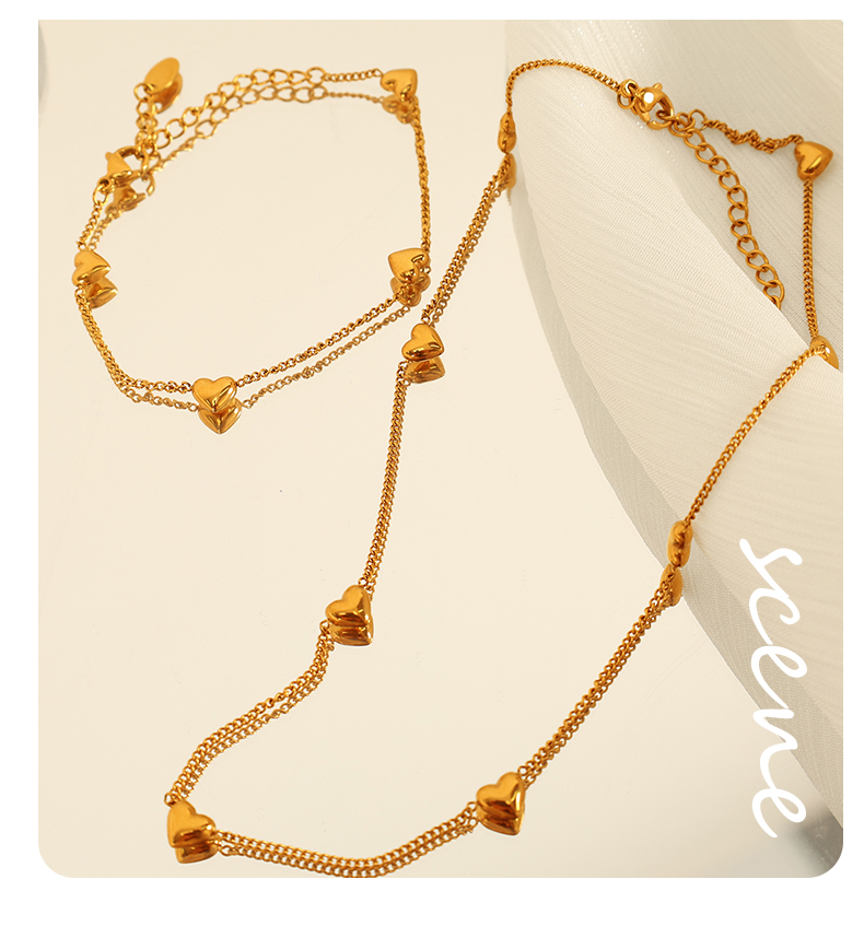 Titan Stahl 18 Karat Vergoldet Elegant Einfacher Stil Klassischer Stil Überzug Herzform Armbänder Halskette display picture 5