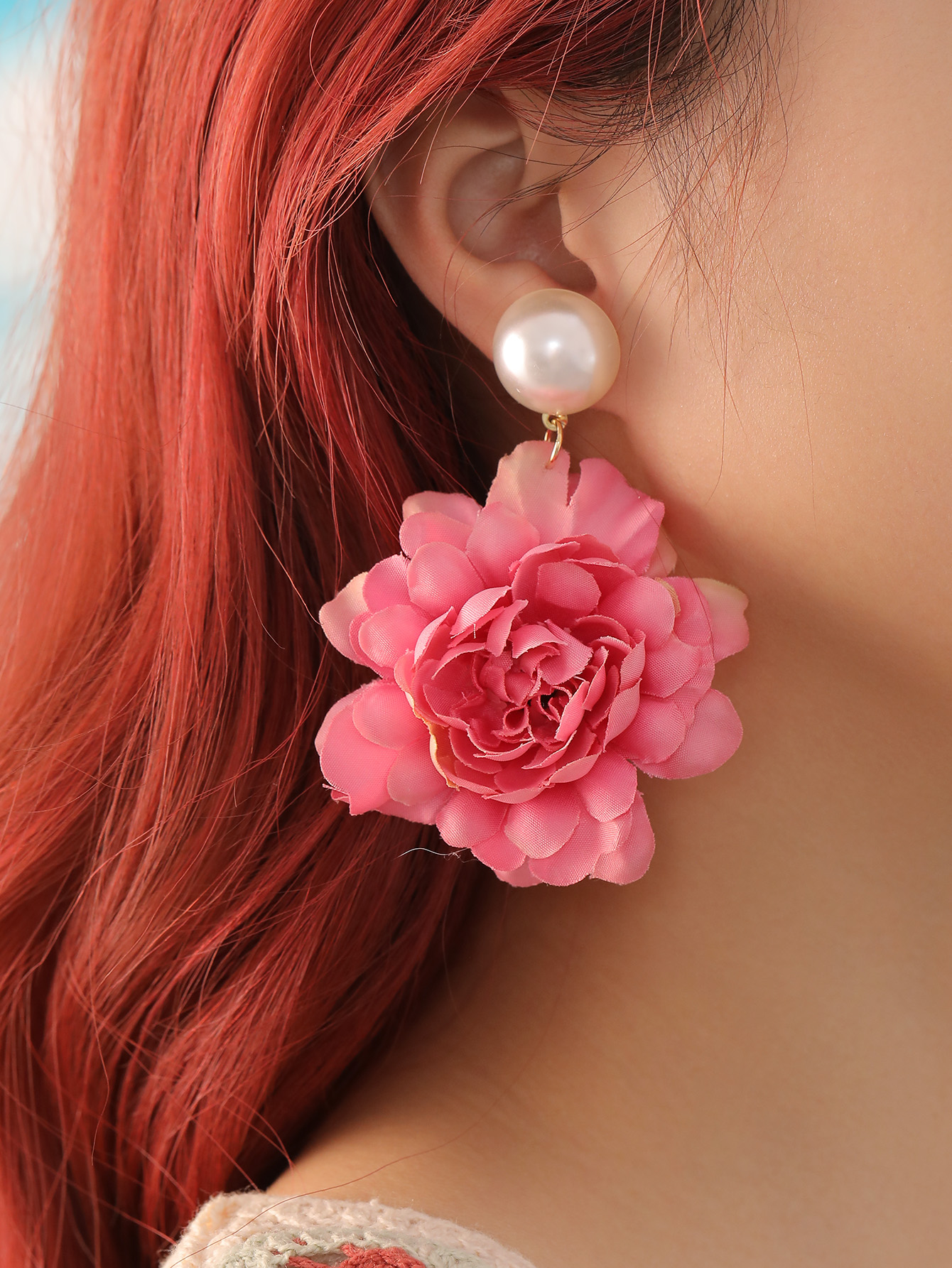 1 Par Lindo Dulce Flor Tela Pendientes De Gota display picture 30