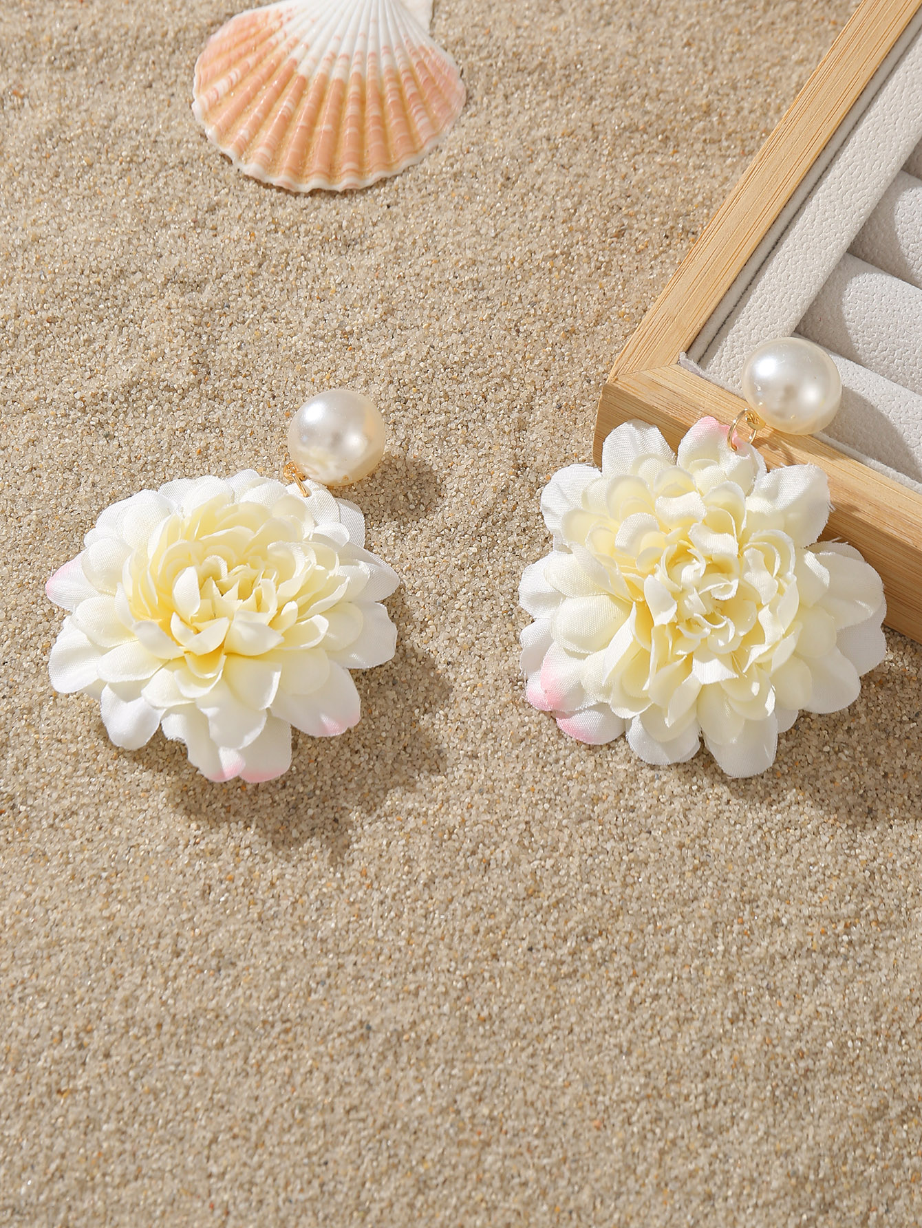 1 Paire Mignon Sucré Fleur Chiffon Boucles D'oreilles display picture 36