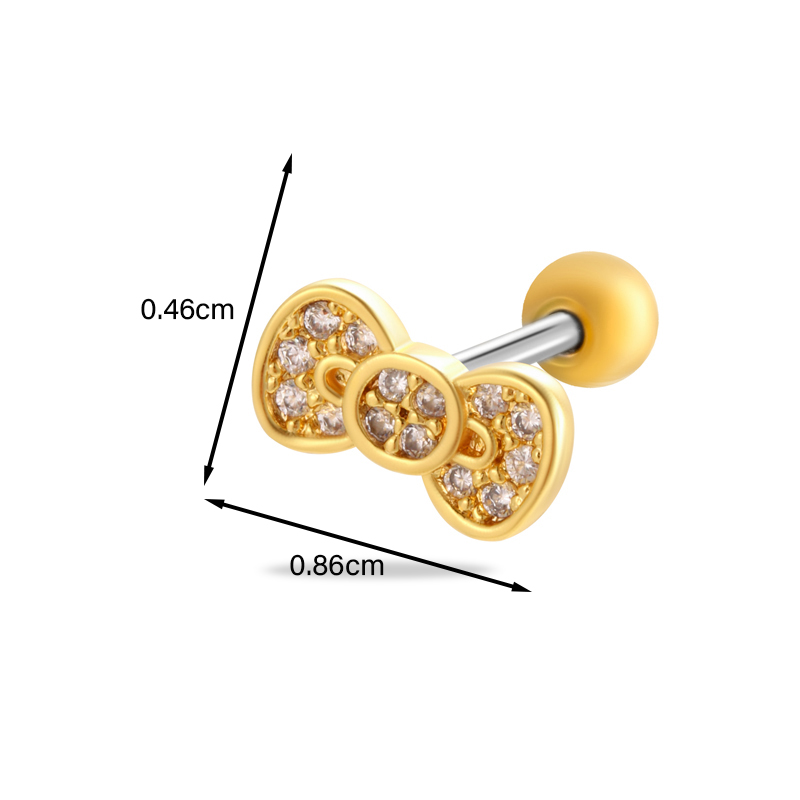 1 Stück Ohrknorpelringe &Stecker Einfacher Stil Klassischer Stil Stern Herzform Bogenknoten Kupfer Herz Stern Schleife Zirkon Ohrknorpelringe &Stecker display picture 25