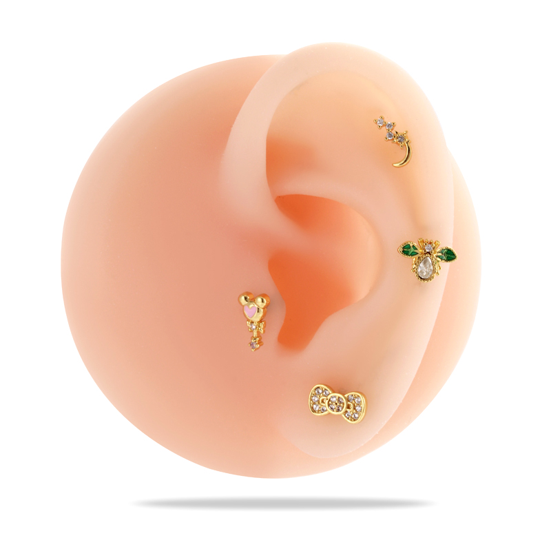 1 Piece Ear Cartilage Rings & Studs Simple Style Classic Style Star Heart Shape Bow Knot Copper Heart Star Bowknot Zircon Ear Cartilage Rings & Studs display picture 26