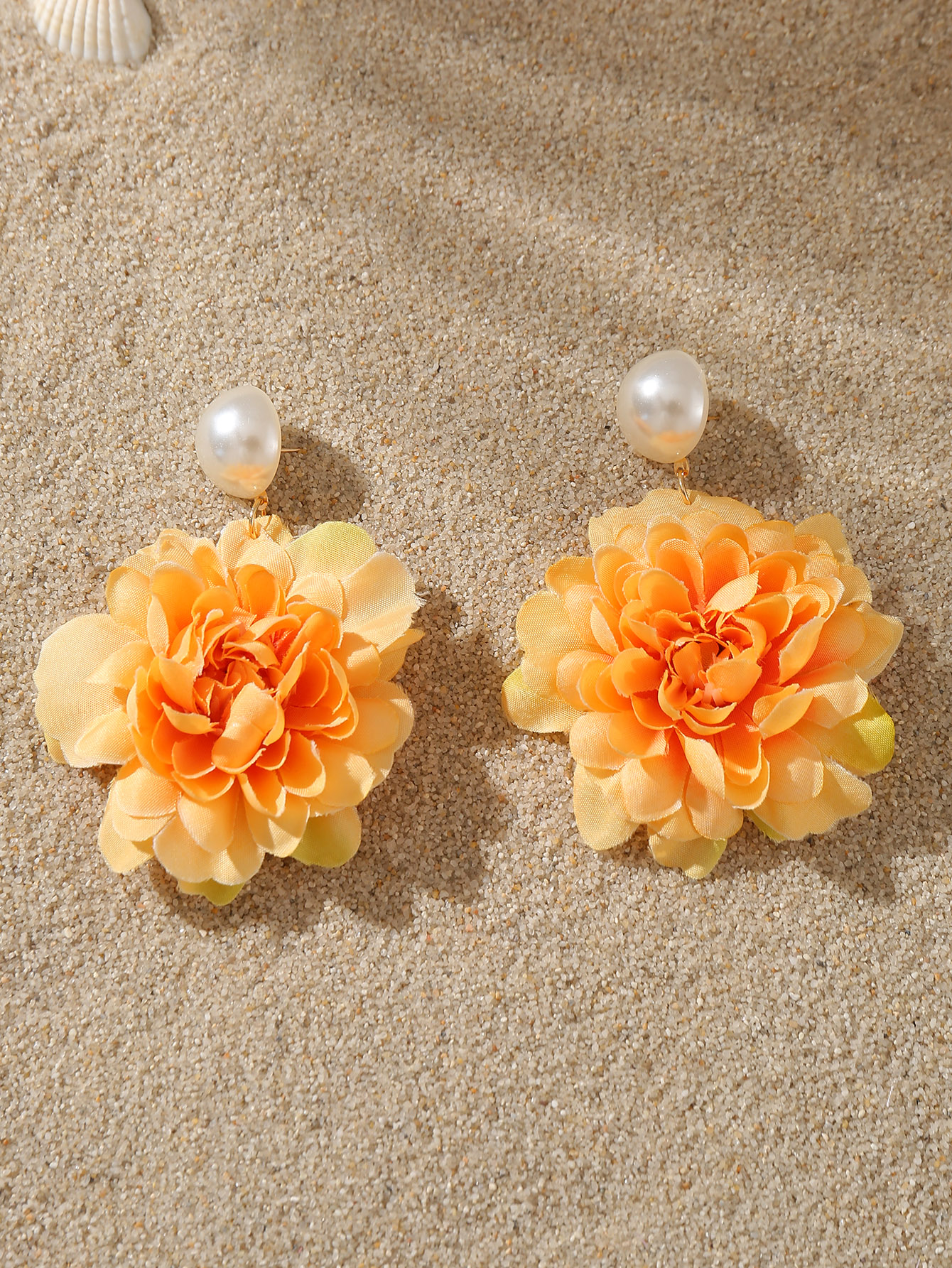 1 Paire Mignon Sucré Fleur Chiffon Boucles D'oreilles display picture 10