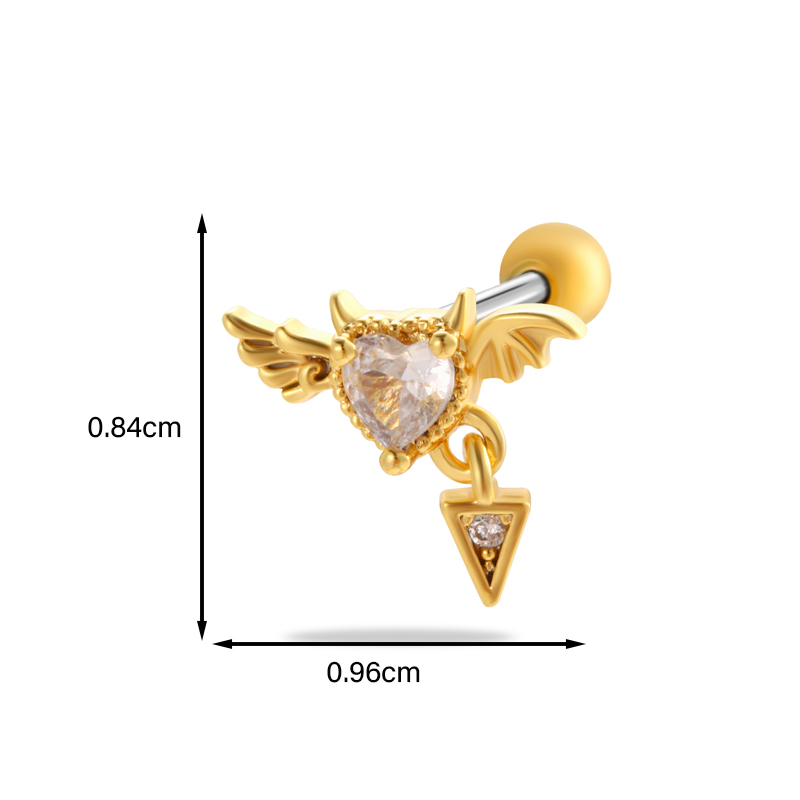1 Piece Ear Cartilage Rings & Studs Simple Style Classic Style Star Heart Shape Bow Knot Copper Heart Star Bowknot Zircon Ear Cartilage Rings & Studs display picture 15