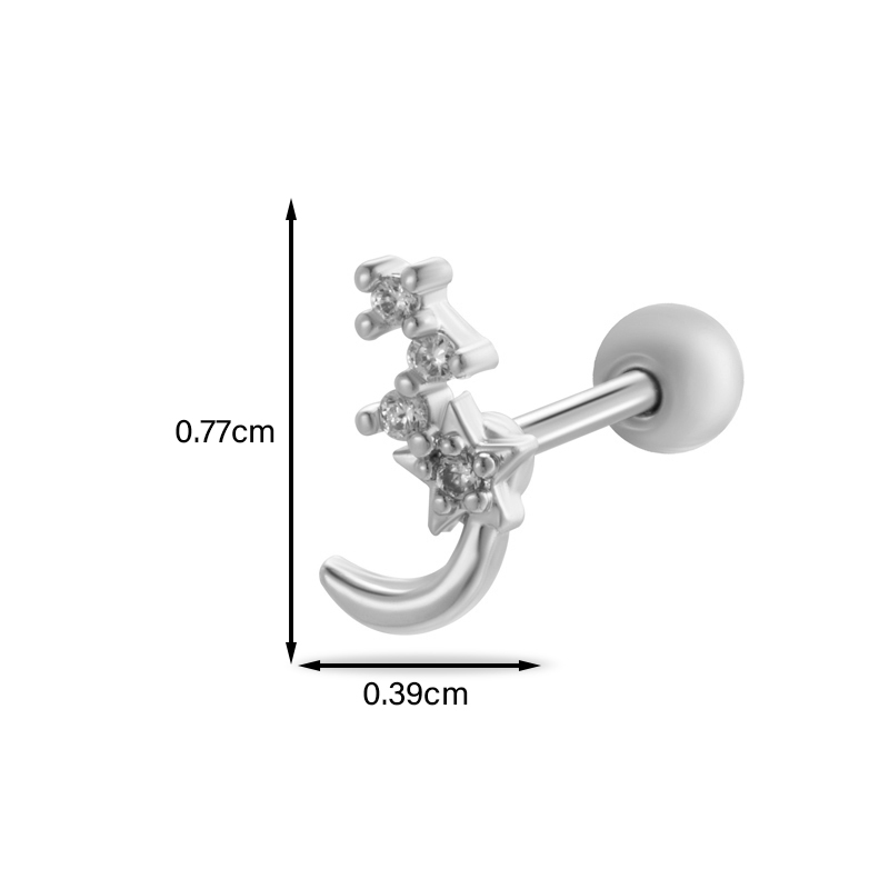 1 Stück Ohrknorpelringe &Stecker Einfacher Stil Klassischer Stil Stern Herzform Bogenknoten Kupfer Herz Stern Schleife Zirkon Ohrknorpelringe &Stecker display picture 5