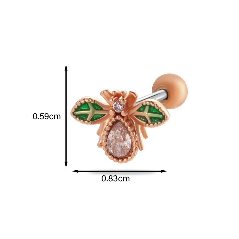 1 Piece Ear Cartilage Rings & Studs Simple Style Classic Style Star Heart Shape Bow Knot Copper Heart Star Bowknot Zircon Ear Cartilage Rings & Studs display picture 19