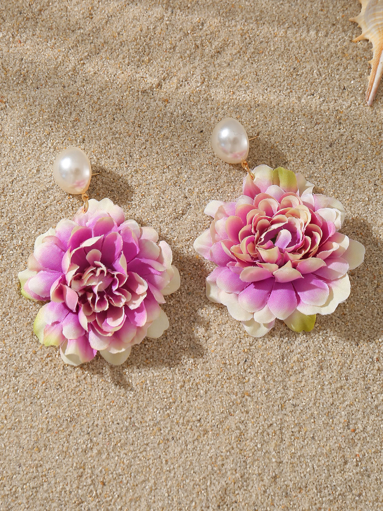 1 Paire Mignon Sucré Fleur Chiffon Boucles D'oreilles display picture 42