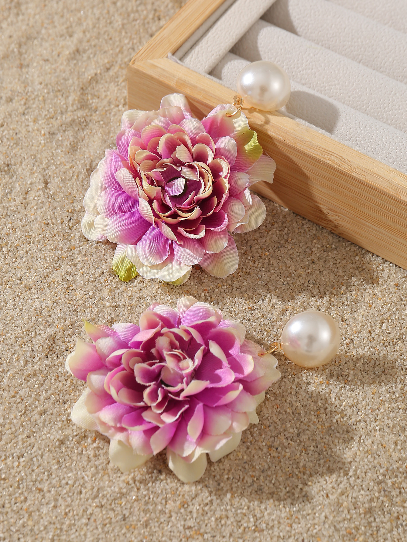 1 Paire Mignon Sucré Fleur Chiffon Boucles D'oreilles display picture 45