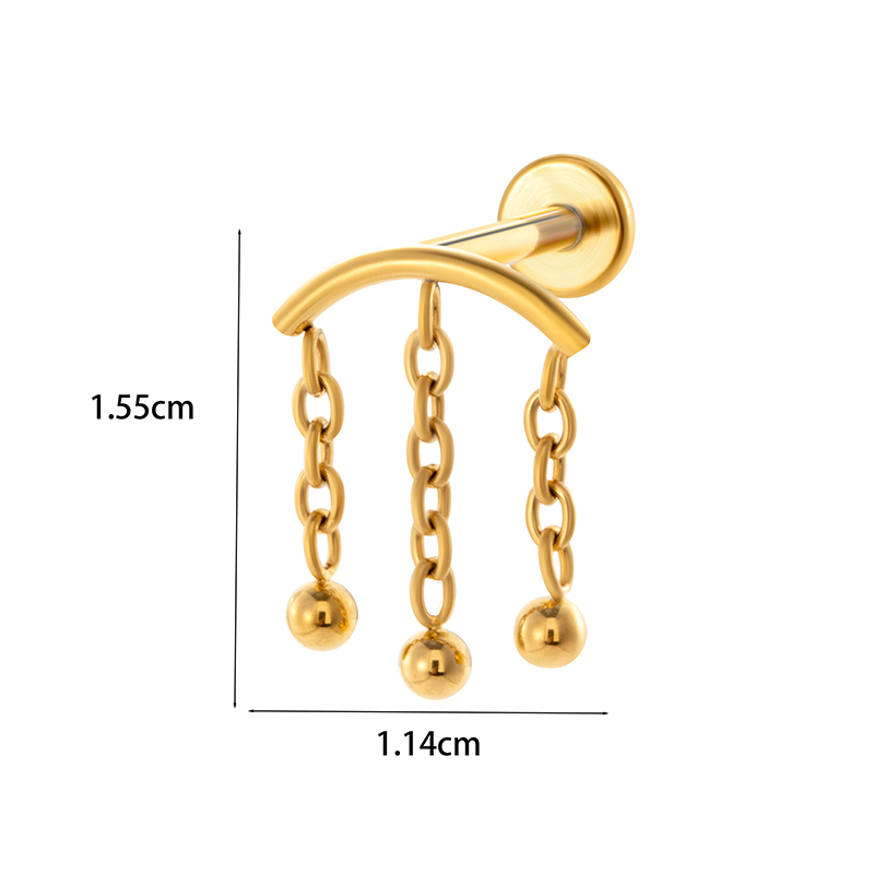 1 Piece Ear Cartilage Rings & Studs Simple Style Classic Style Leaves Chain Pure Titanium Inlay Zircon Ear Cartilage Rings & Studs display picture 9