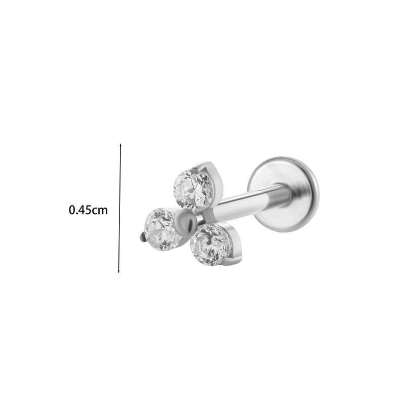 1 Piece Ear Cartilage Rings & Studs Simple Style Classic Style Leaves Chain Pure Titanium Inlay Zircon Ear Cartilage Rings & Studs display picture 3