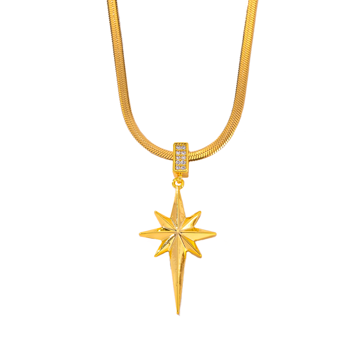 Titanium Steel 18K Gold Plated Simple Style Plating Inlay Hexagram Zircon Pendant Necklace display picture 2