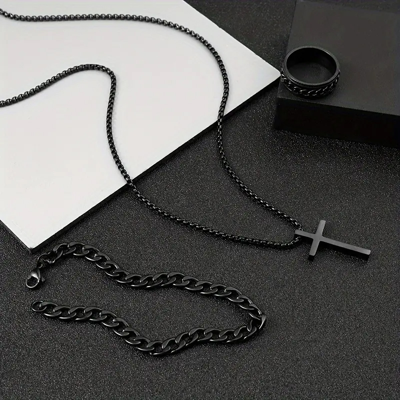 Modern Style Classic Style Cross Alloy Men's Jewelry Set display picture 1