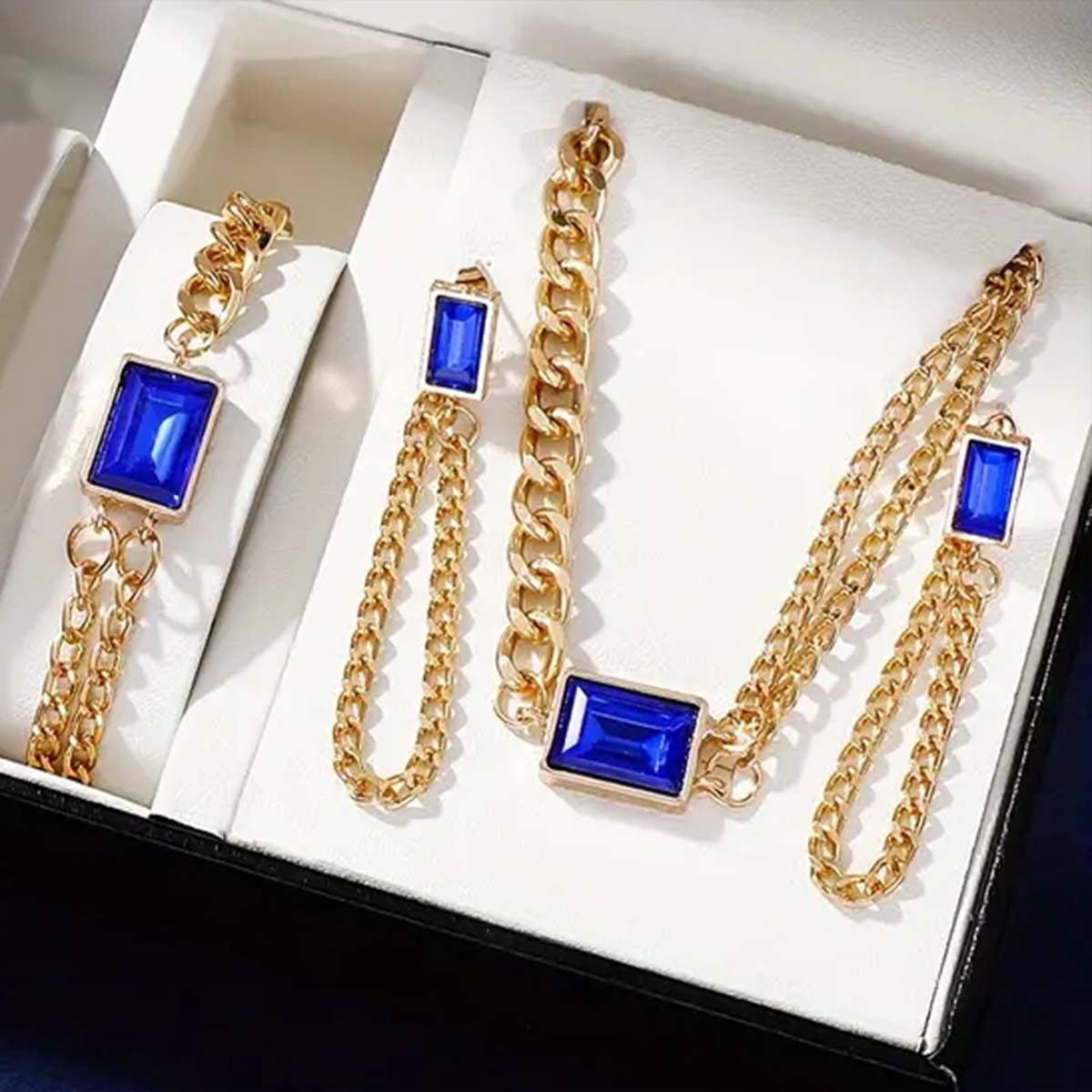 Elegant Vintage Style Lady Square Artificial Crystal Artificial Diamond Alloy Wholesale Jewelry Set display picture 5