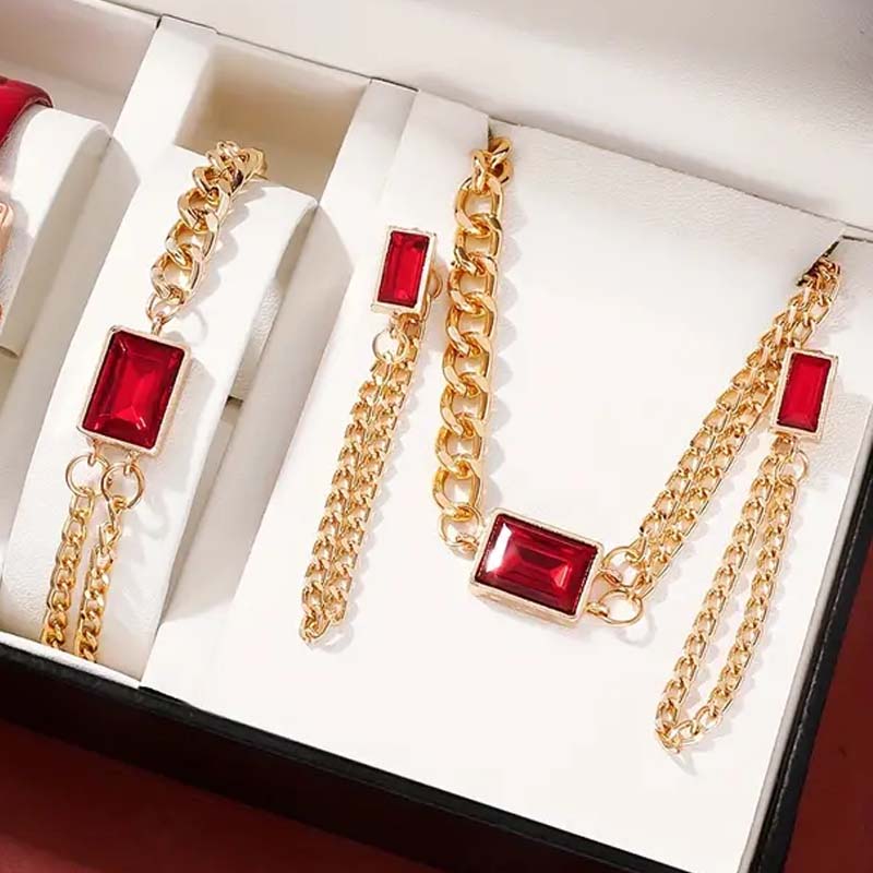 Elegant Vintage Style Lady Square Artificial Crystal Artificial Diamond Alloy Wholesale Jewelry Set display picture 1