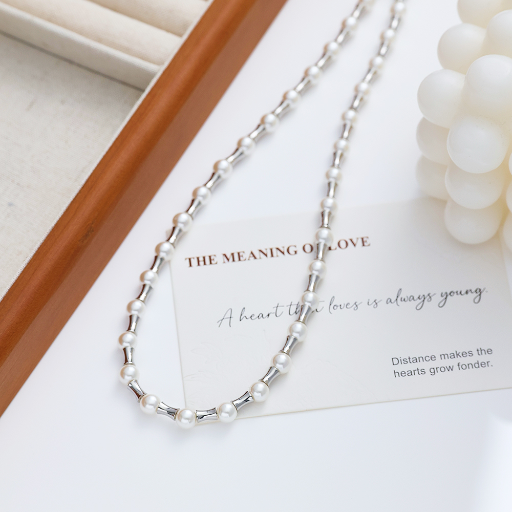 Edelstahl 304 Künstliche Perle Titan Stahl Elegant Dame Klassischer Stil Geometrisch Halskette display picture 2