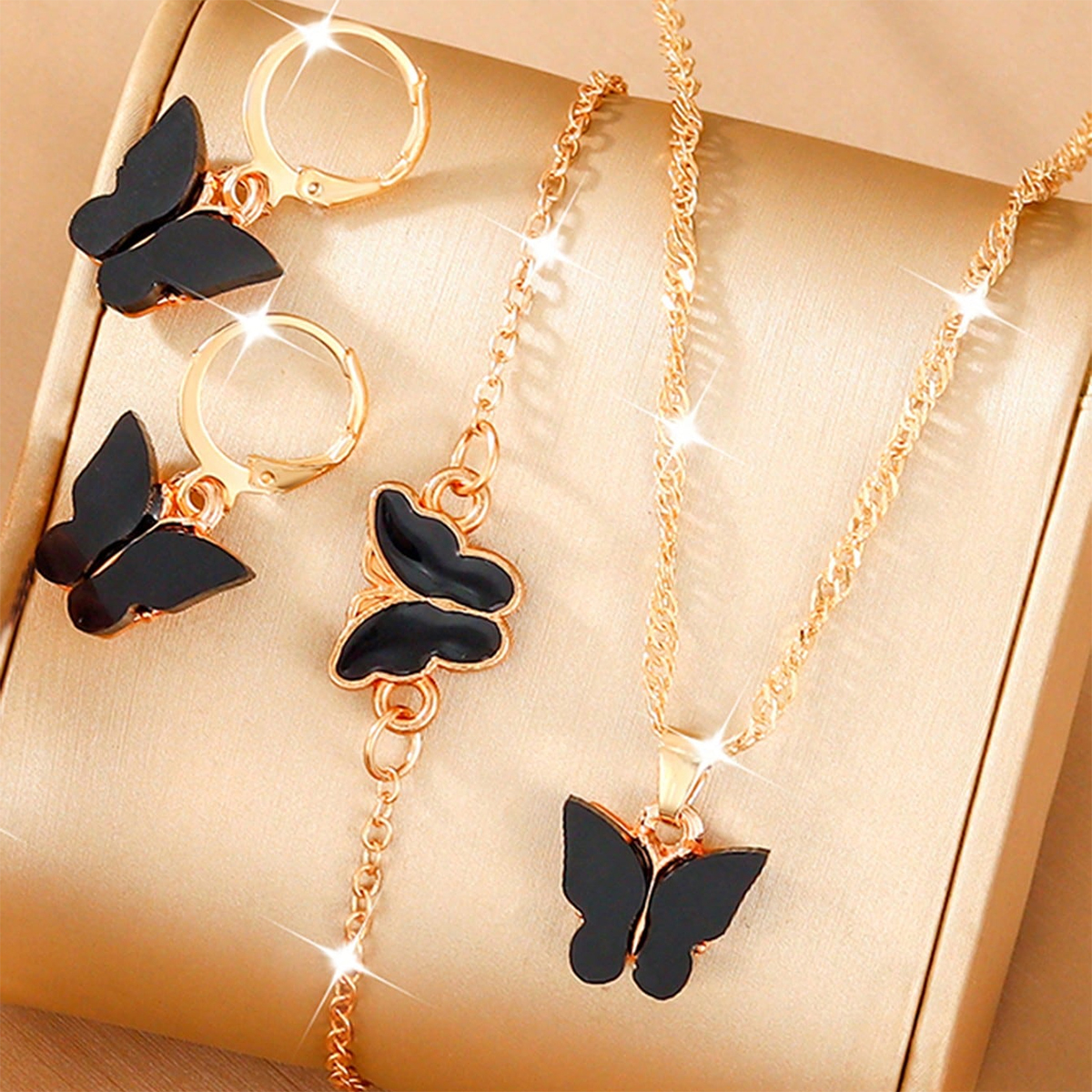 Elegant Shiny Butterfly Acrylic Alloy Wholesale Jewelry Set display picture 7