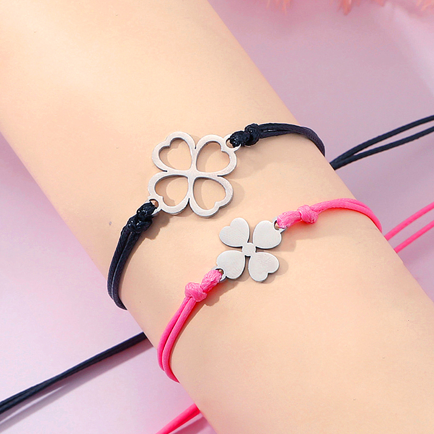 IG Style Basic Classic Style Four Leaf Clover 304 Stainless Steel CCB Polishing Thanksgiving Mother'S Day Women's Drawstring Bracelets display picture 3