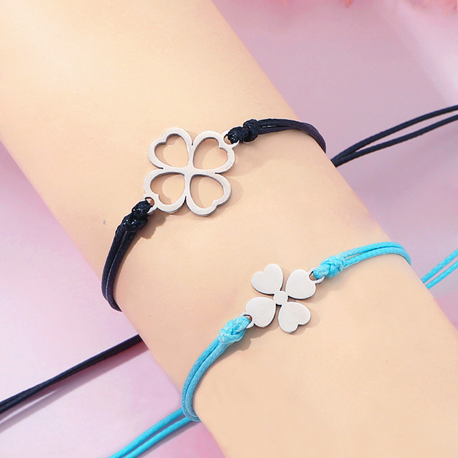 IG Style Basic Classic Style Four Leaf Clover 304 Stainless Steel CCB Polishing Thanksgiving Mother'S Day Women's Drawstring Bracelets display picture 4