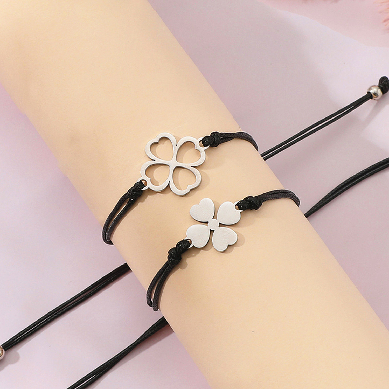 IG Style Basic Classic Style Four Leaf Clover 304 Stainless Steel CCB Polishing Thanksgiving Mother'S Day Women's Drawstring Bracelets display picture 5