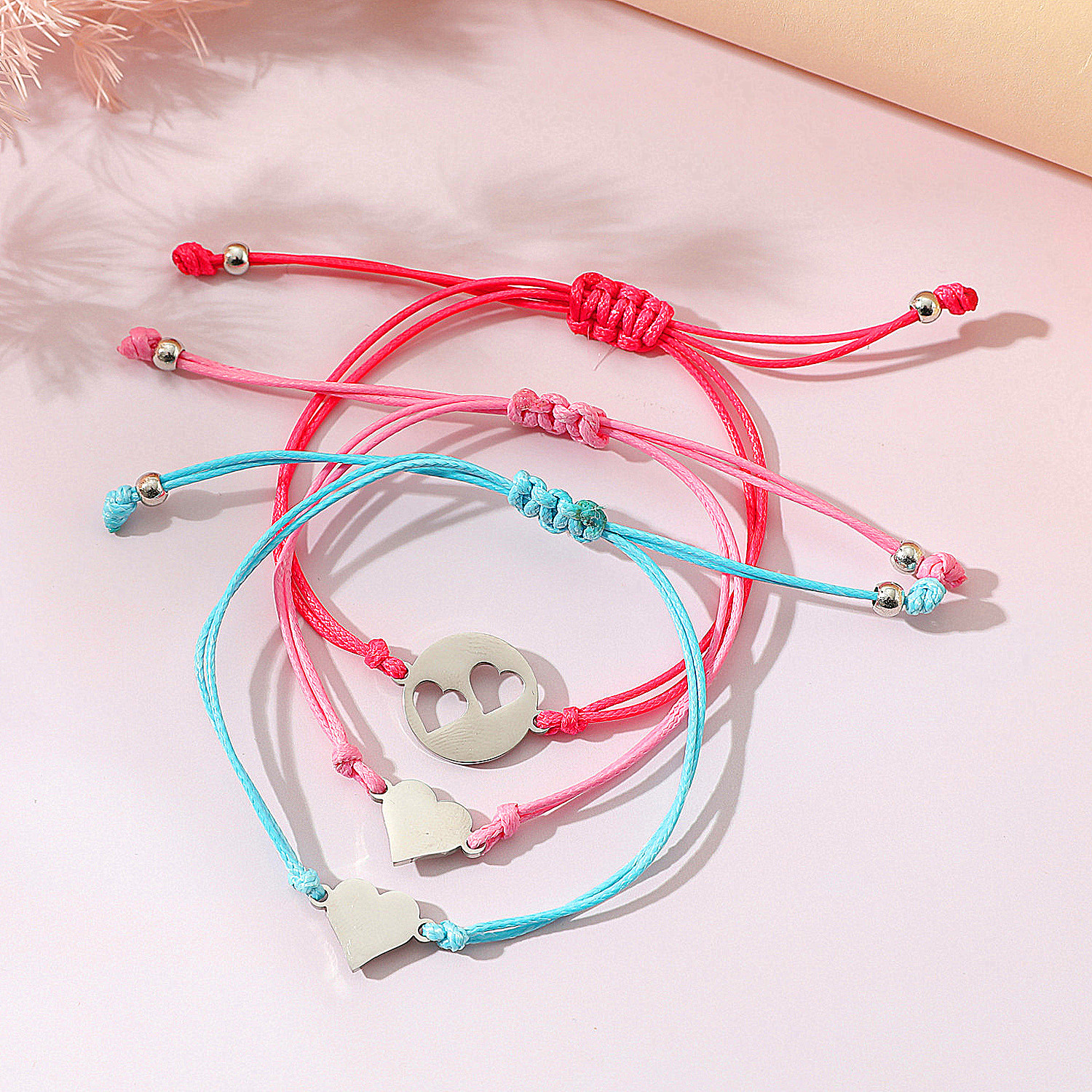 Básico Estilo Moderno Estilo Clásico Doble Corazon Forma De Corazón Acero Inoxidable 304 CCB Cuero Sintético Pulido Día De La Madre Mujeres Pulseras De Cordón display picture 7