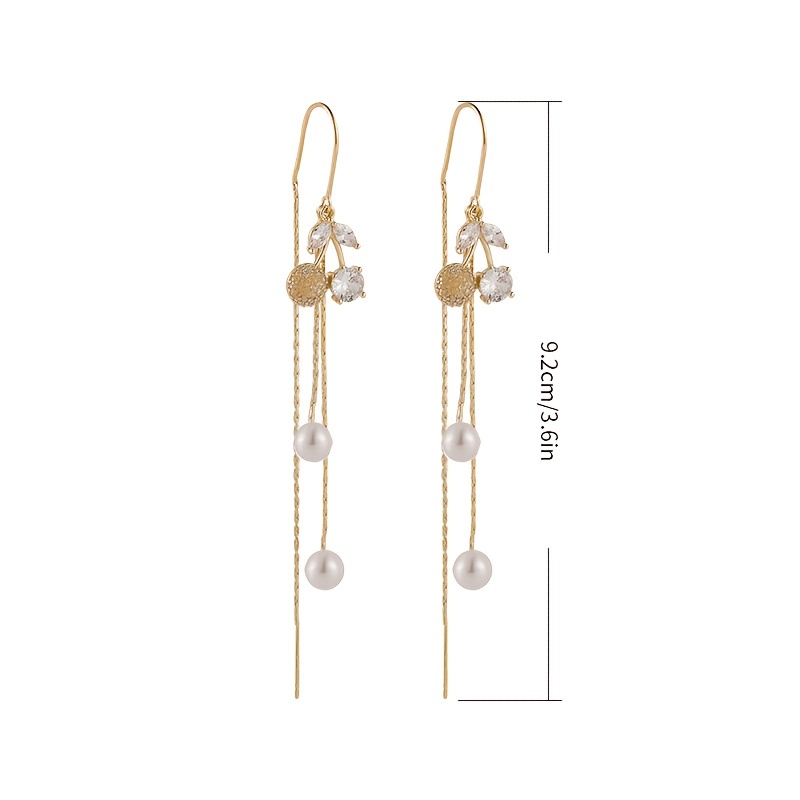 1 Pair Simple Style Classic Style Cherry Plating Inlay Zinc Alloy Rhinestones Gold Plated Ear Line display picture 1