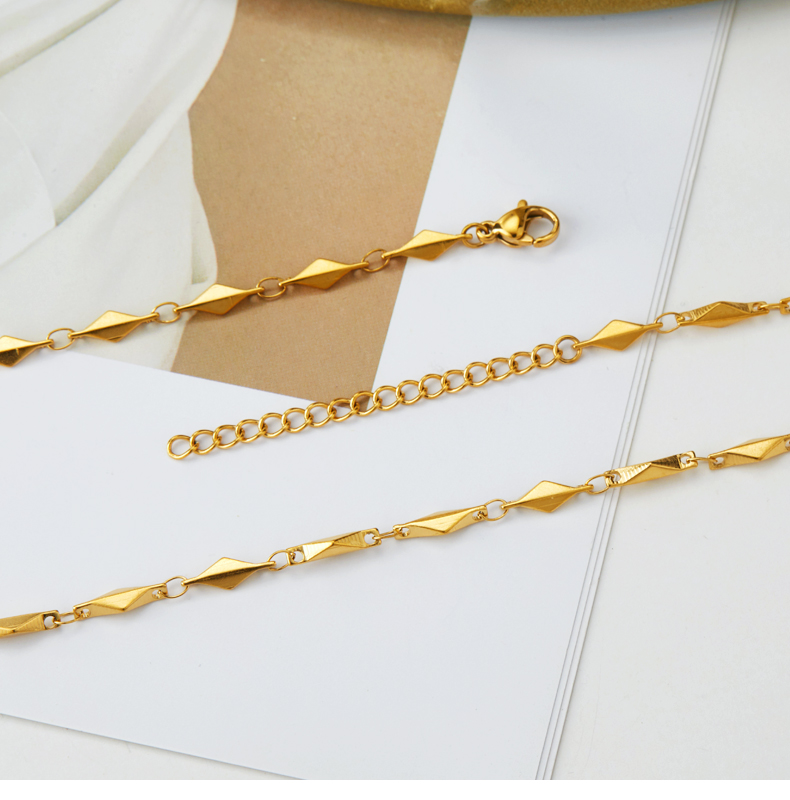 Acier Inoxydable 304 Plaqué Or 18K Style Simple Commuer Couleur Unie Bracelets Collier display picture 9