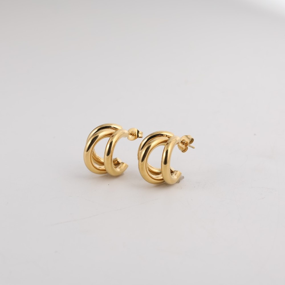1 Pair Casual Elegant Geometric 304 Stainless Steel 18K Gold Plated Hoop Earrings display picture 1