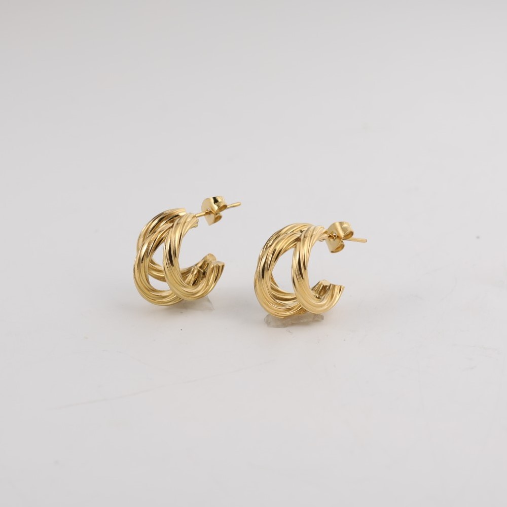 1 Pair Casual Elegant Geometric 304 Stainless Steel 18K Gold Plated Hoop Earrings display picture 4