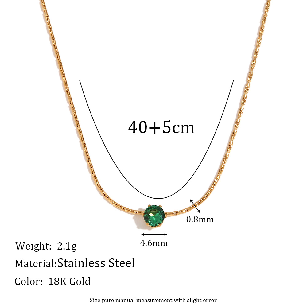 304 Stainless Steel 18K Gold Plated Simple Style Classic Style Plating Inlay Round Zircon Necklace display picture 2