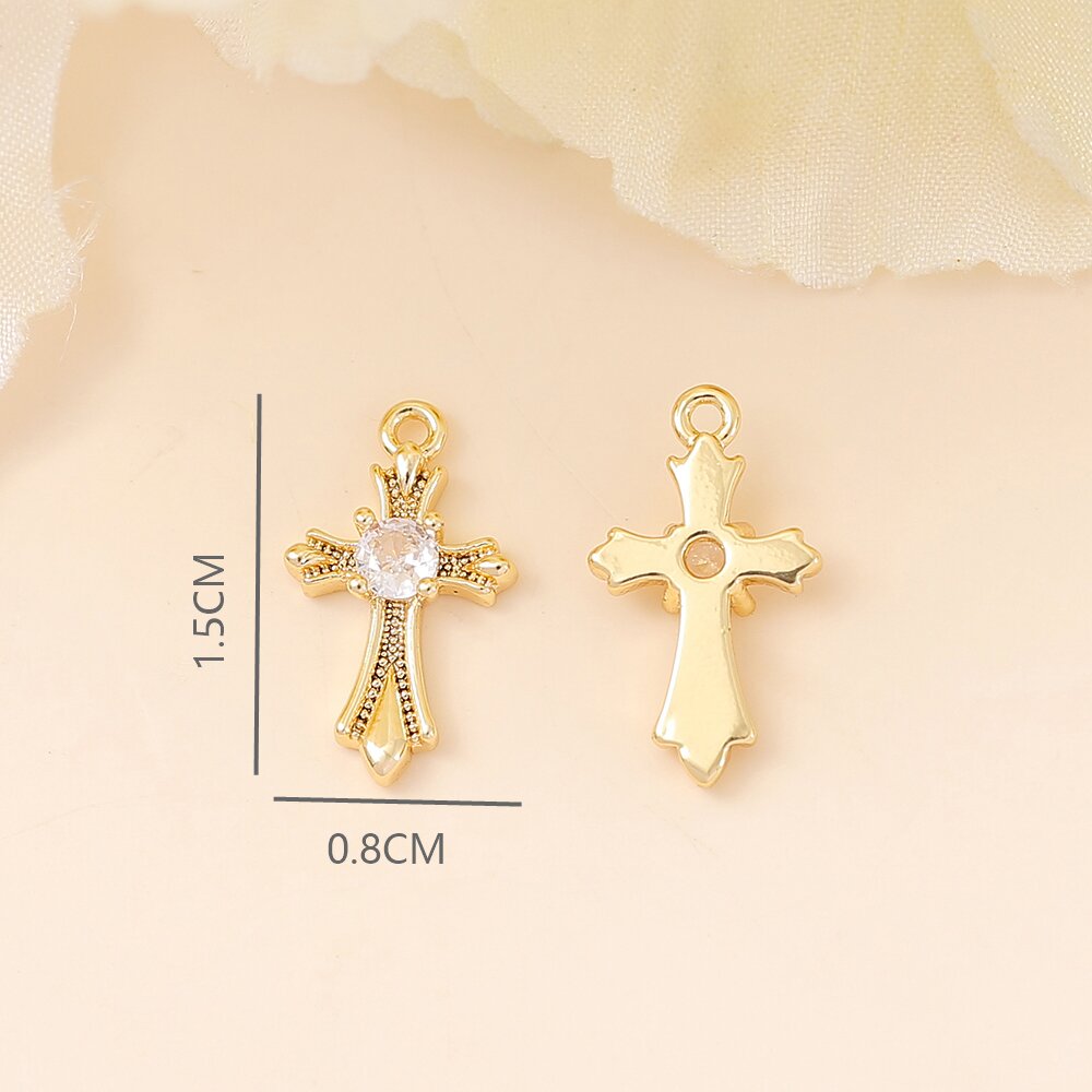 1 Piece 8 * 15mm Copper Zircon 18K Gold Plated White Gold Plated Cross Polished Pendant display picture 2