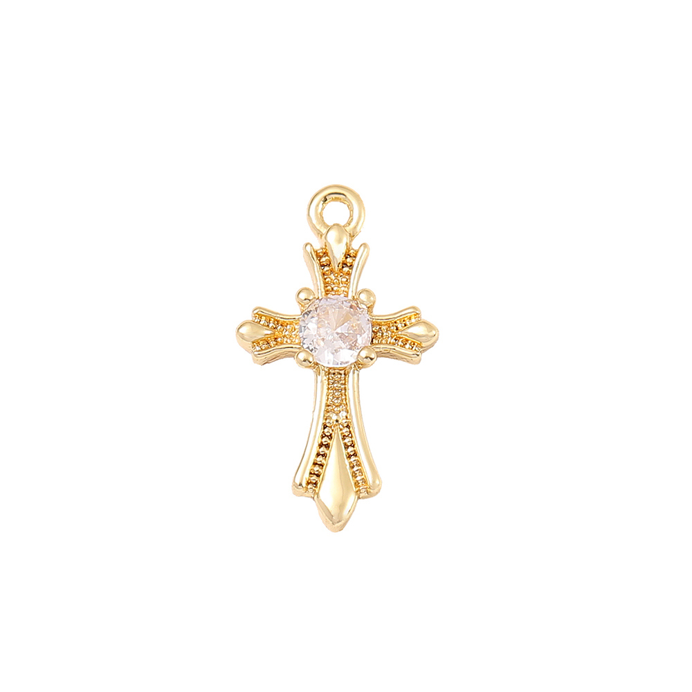 1 Piece 8 * 15mm Copper Zircon 18K Gold Plated White Gold Plated Cross Polished Pendant display picture 6